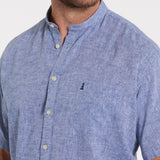 North 56°4 / North 56Denim North 56°4 mandarin collar linen shirt SS Shirt SS 0585 Indigo Blue